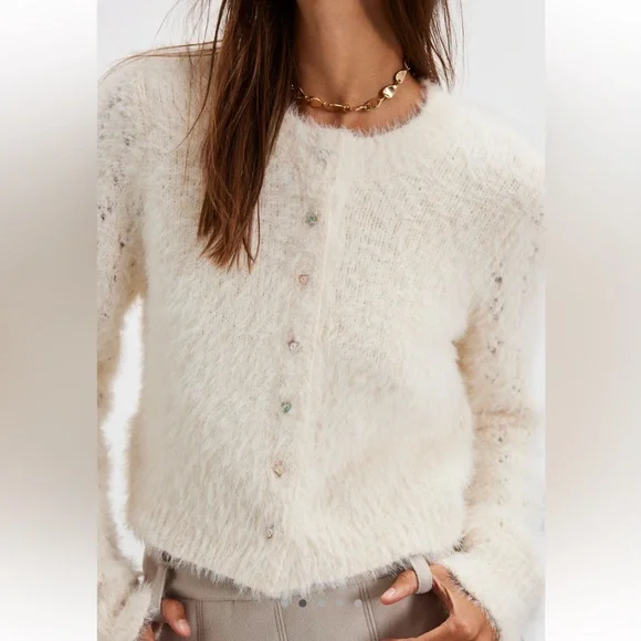 Free People Celeste Cardi Cardigan Sweater in Ivory - Picture 3 of 11